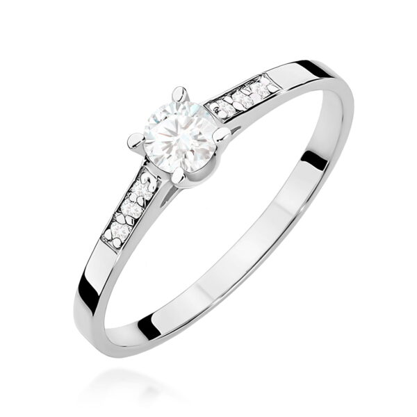Białe Złoto Pierścionek z Diamentem 0,15 ct