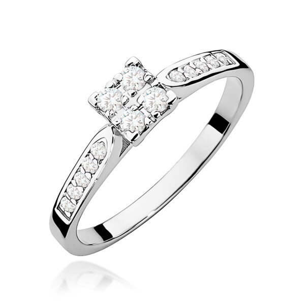 Białe Złoto Pierścionek z Diamentami 0,166 ct
