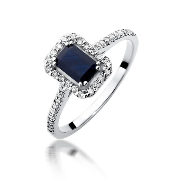 Białe Złoto Pierścionek z Szafirem 0,60 ct