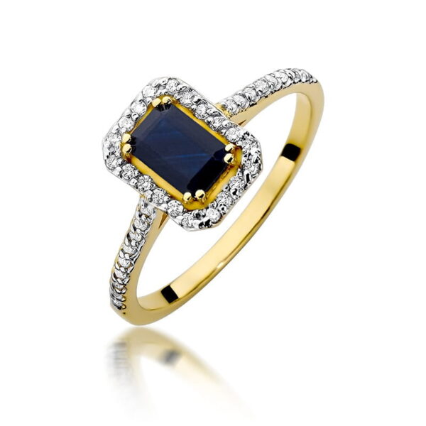 Żółte Złoto Pierścionek z Szafirem 0,60 ct