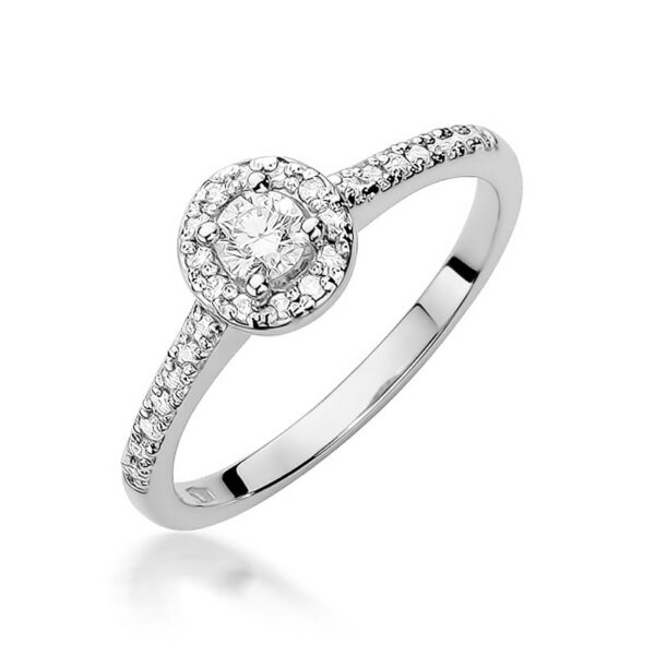 Białe Złoto Pierścionek z Diamentem 0,15 ct