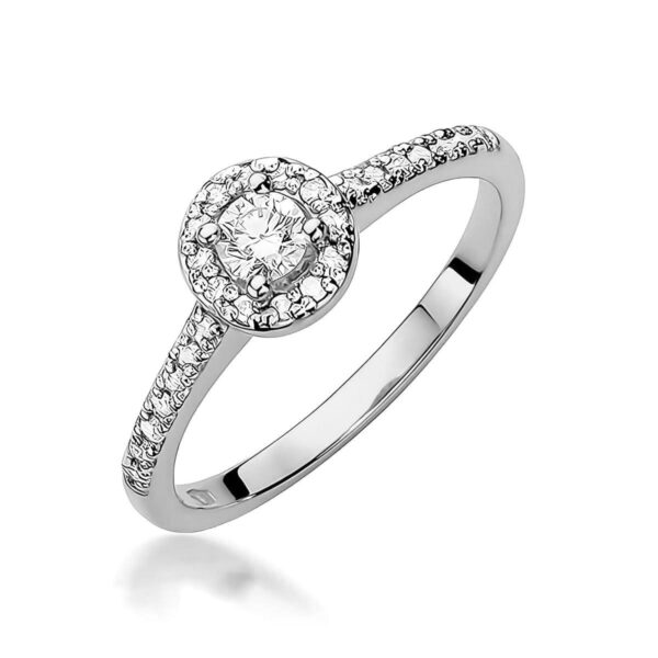Białe Złoto Pierścionek z Diamentem Laboratoryjnym 0,15 ct