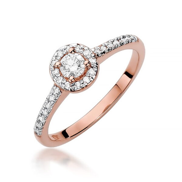 Różowe Złoto Pierścionek z Diamentem 0,15 ct