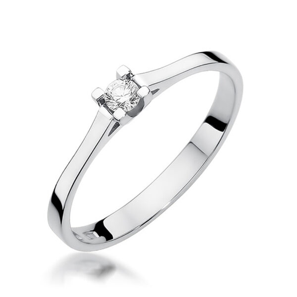 Białe Złoto Pierścionek z Diamentem 0,09 ct