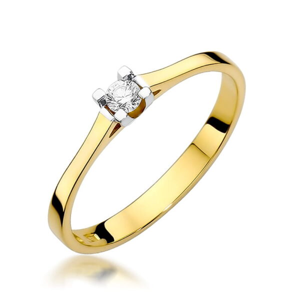Żółte Złoto Pierścionek z Diamentem 0,09 ct