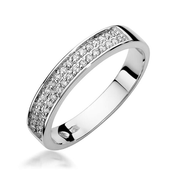 Białe Złoto Pierścionek z Diamentami 0,18 ct