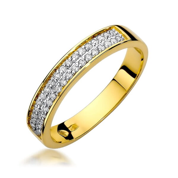 Żółte Złoto Pierścionek z Diamentami 0,18 ct