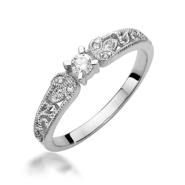 Białe Złoto Pierścionek z Diamentem 0,10 ct