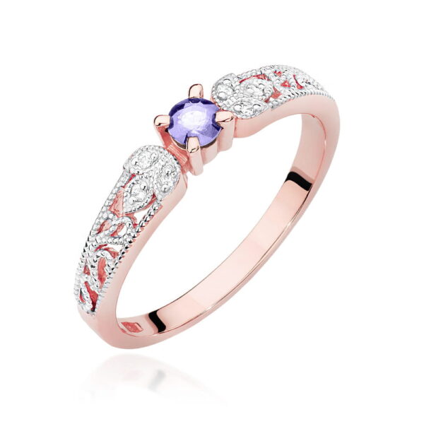 Różowe Złoto Pierścionek z Tanzanitem 0,15 ct