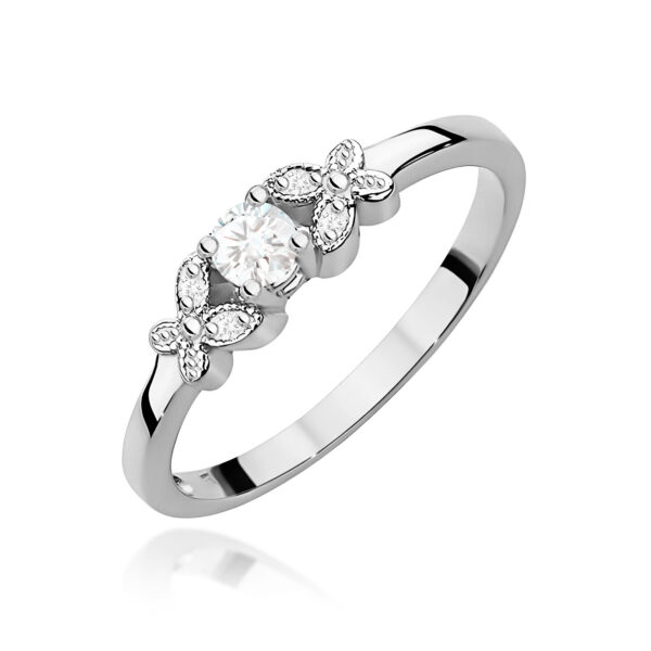 Białe Złoto Pierścionek z Diamentem 0,10 ct