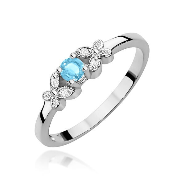 Białe Złoto Pierścionek z Topazem Swiss 0,15 ct