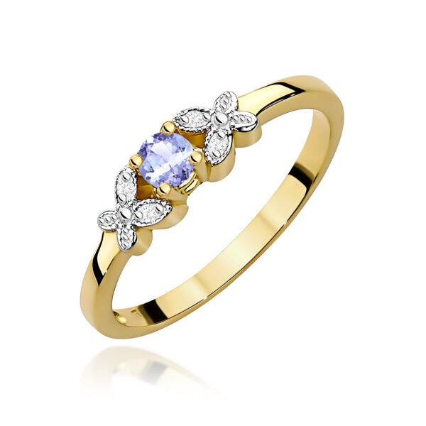 Żółte Złoto Pierścionek z Tanzanitem 0,15 ct