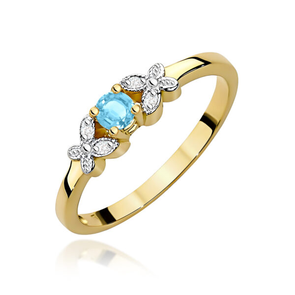 Żółte Złoto Pierścionek z Topazem Swiss 0,15 ct