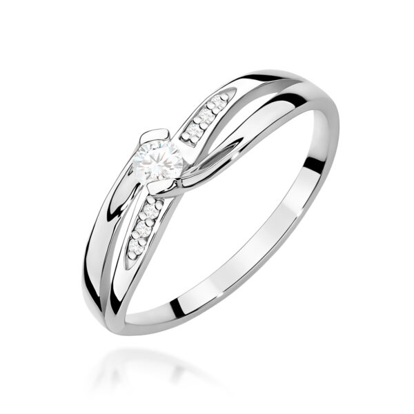 Białe Złoto Pierścionek z Diamentem 0,10 ct