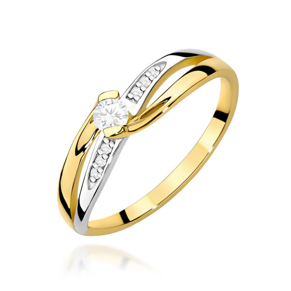 Żółte Złoto Pierścionek z Diamentami 0,13 ct