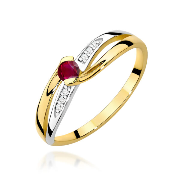 Żółte Złoto Pierścionek z Rubinem 0,15 ct