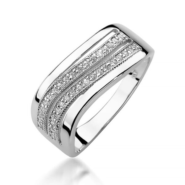 Białe Złoto Pierścionek z Diamentami 0,18 ct