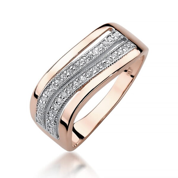 Różowe Złoto Pierścionek z Diamentami 0,18 ct