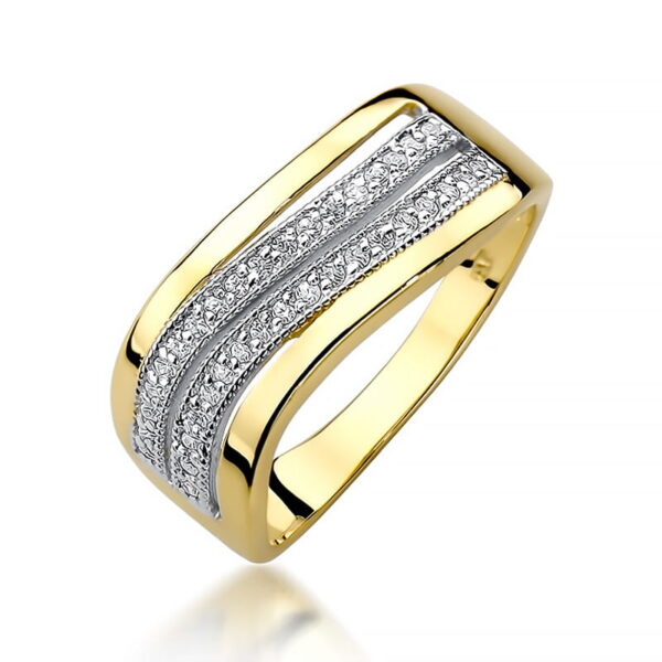 Żółte Złoto Pierścionek z Diamentami 0,18 ct