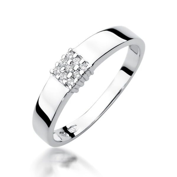 Białe Złoto Pierścionek z Diamentami 0,077 ct