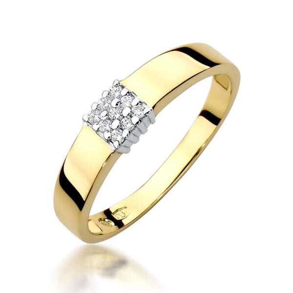 Żółte Złoto Pierścionek z Diamentami 0,077 ct