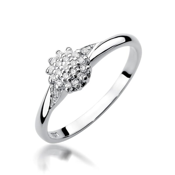 Białe Złoto Pierścionek z Diamentami 0,105 ct