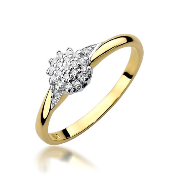 Żółte Złoto Pierścionek z Diamentami 0,105 ct