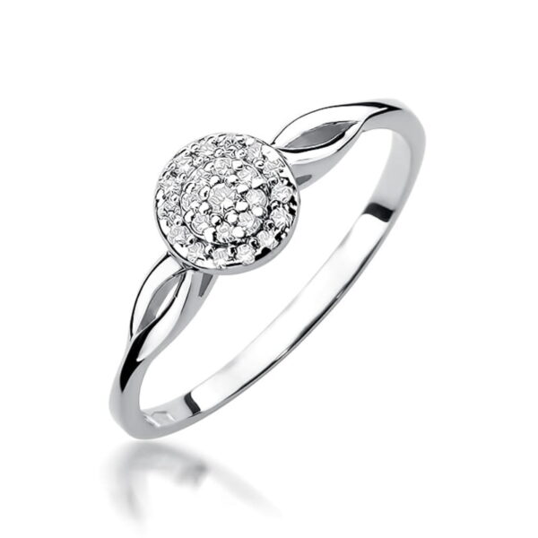 Białe Złoto Pierścionek z Diamentami 0,125 ct