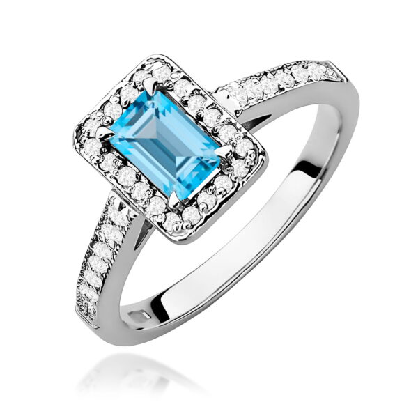 Białe Złoto Pierścionek z Topazem Swiss 0,65 ct