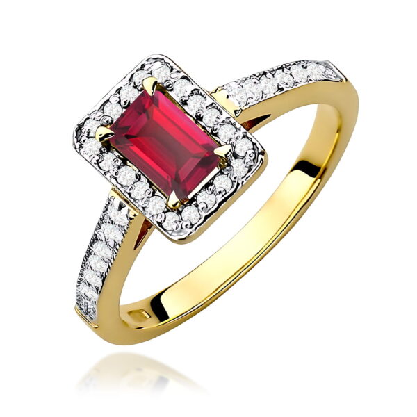Żółte Złoto Pierścionek z Rubinem 0,80 ct