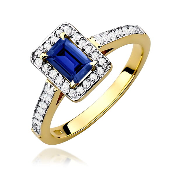Żółte Złoto Pierścionek z Szafirem 0,60 ct
