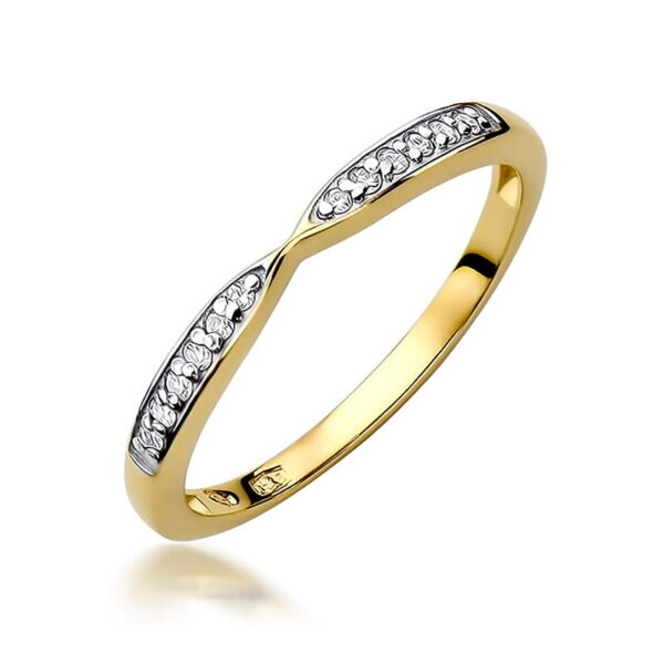 Żółte Złoto Pierścionek z Diamentami 0,096 ct