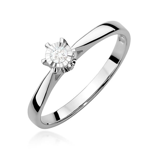 Białe Złoto Pierścionek z Diamentem 0,05 ct