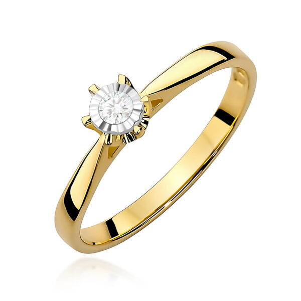 Żółte Złoto Pierścionek z Diamentem 0,05 ct
