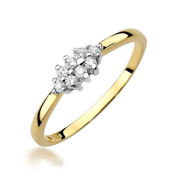 Żółte Złoto Pierścionek z Diamentami 0,116 ct