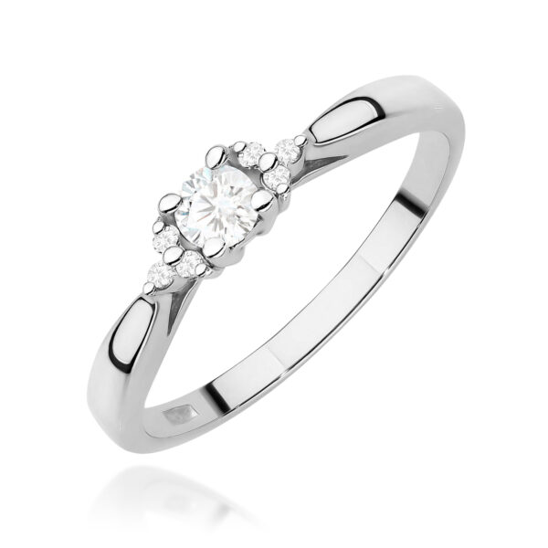 Białe Złoto Pierścionek z Diamentem 0,10 ct