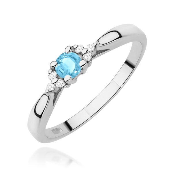 Białe Złoto Pierścionek z Topazem Swiss 0,15 ct