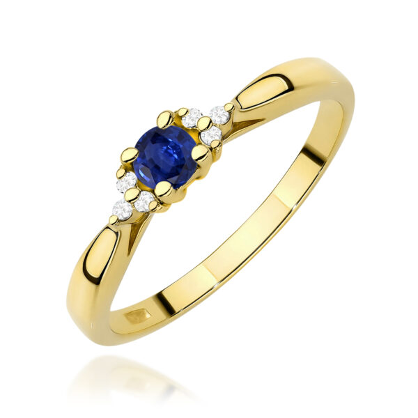 Żółte Złoto Pierścionek z Szafirem 0,15 ct