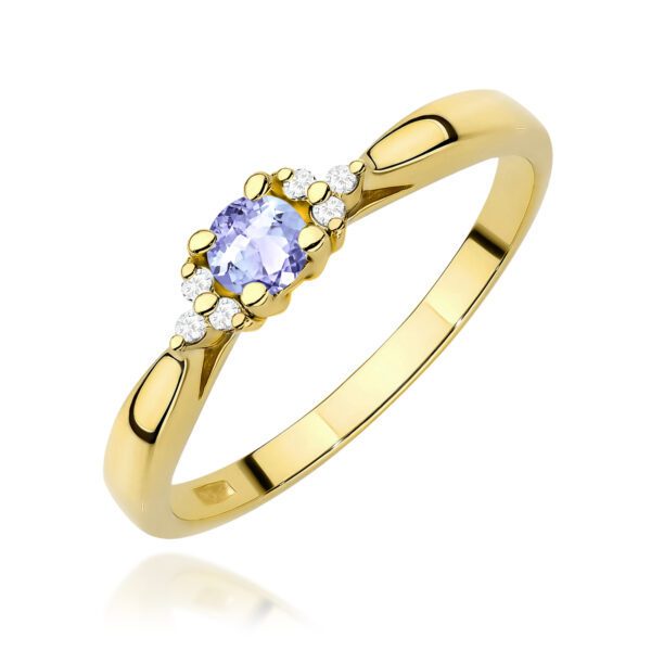 Żółte Złoto Pierścionek z Tanzanitem 0,15 ct