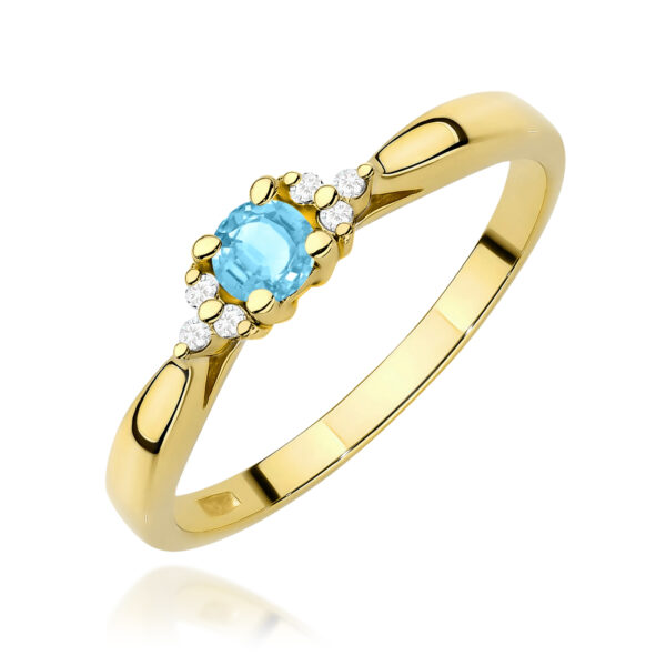 Żółte Złoto Pierścionek z Topazem Swiss 0,15 ct