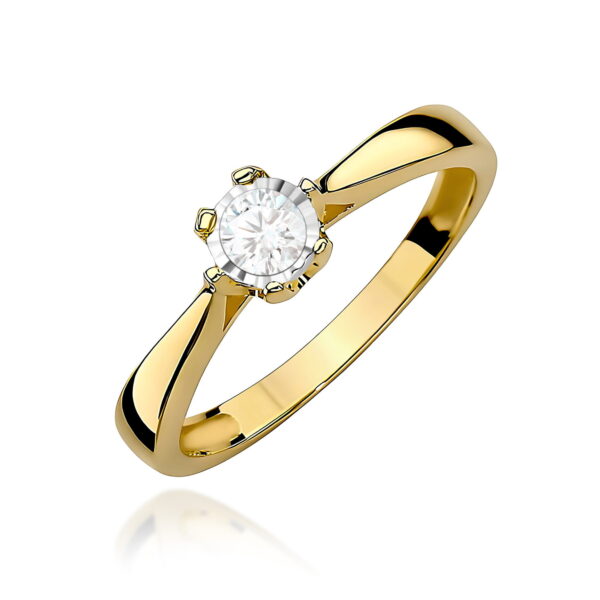 Żółte Złoto Pierścionek z Diamentem 0,20 ct