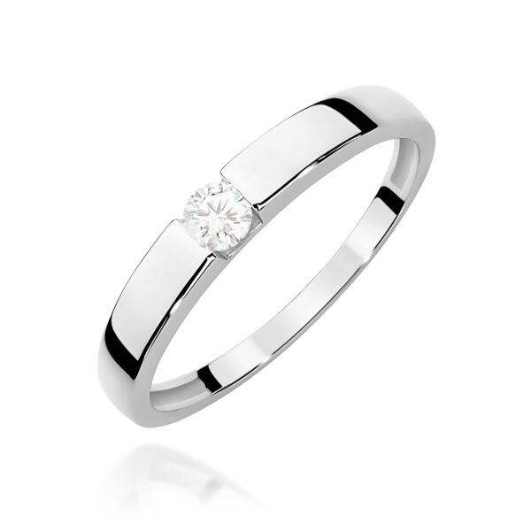 Białe Złoto Pierścionek z Diamentem 0,12 ct