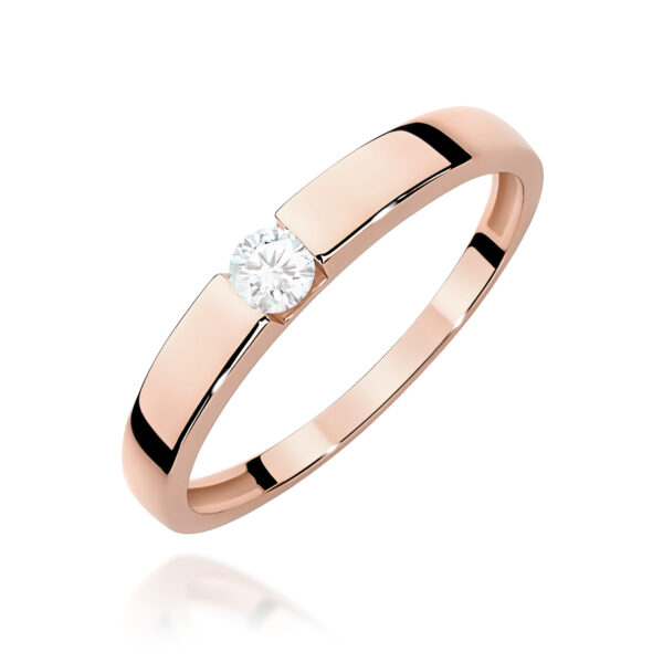 Różowe Złoto Pierścionek z Diamentem 0,12 ct