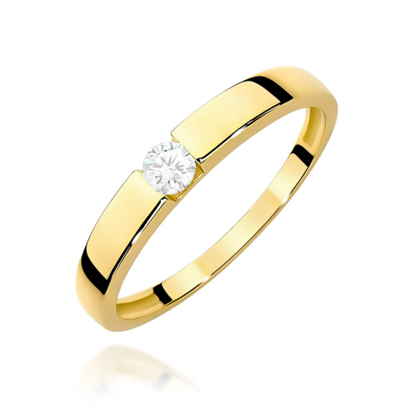 Żółte Złoto Pierścionek z Diamentem 0,12 ct