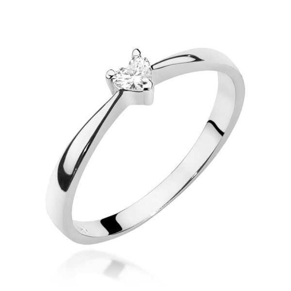 Białe Złoto Pierścionek z Diamentem 0,10 ct
