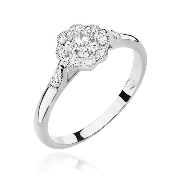 Białe Złoto Pierścionek z Diamentem 0,23 ct