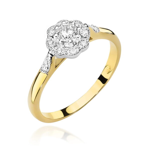 Żółte Złoto Pierścionek z Diamentem 0,23 ct