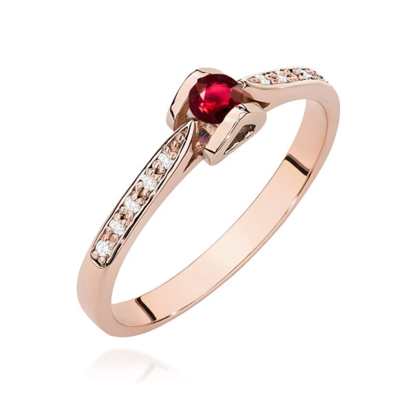 Różowe Złoto Pierścionek z Rubinem 0,15 ct