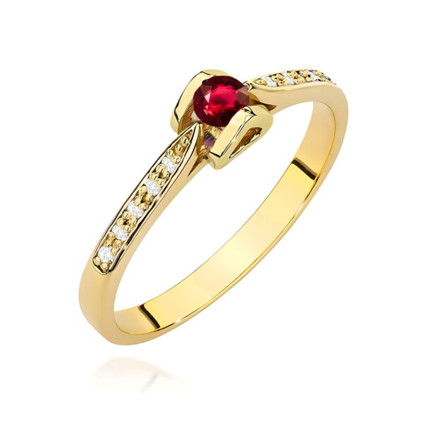 Żółte Złoto Pierścionek z Rubinem 0,15 ct