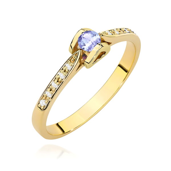 Żółte Złoto Pierścionek z Tanzanitem 0,15 ct